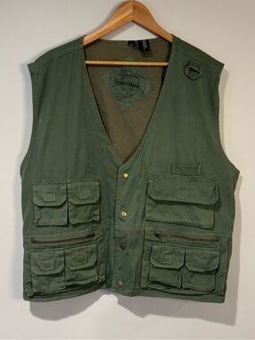 Expeditions Hunter Green Fly Fishing Cotton Vest 9 Pockets Utility Sportsman L